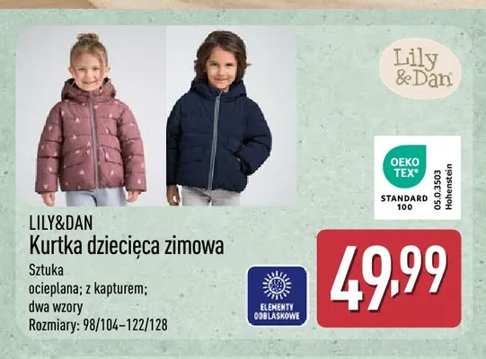 Kurtka dziecięca zimowa Lily & Dan promocja w Aldi