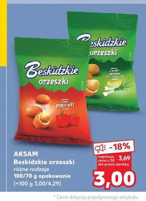 Beskidzkie orzeszki o smaku papryki Aksam promocja w Kaufland
