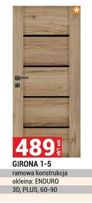 Drzwi GIRONA 1-5 ramowa konstrukcja okleina ENDURO 3D PLUS 60-90 promocja w Merkury Market