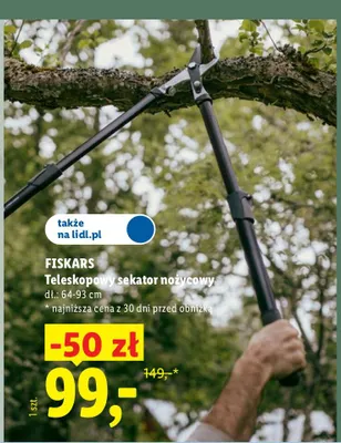 Teleskopowy sekator nożycowy Fiskars promocja w Lidl