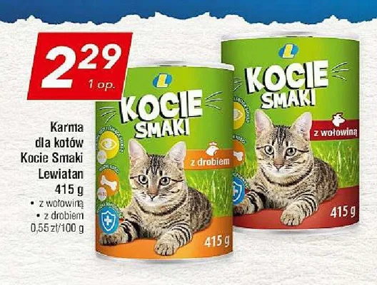 Karma dla kotów Kocie Smaki Lewiatan z wołowiną promocja w LEWIATAN