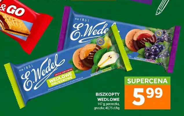 Biszkopty wedlowe E.Wedel gruszkowe promocja w Stokrotka