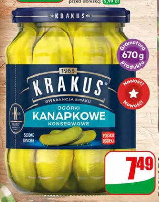 Ogórki kanapkowe konserwowe Krakus promocja w Dino