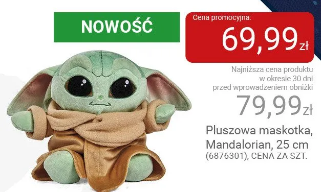 Pluszowa maskotka Mandalorian 25cm promocja w Smyk