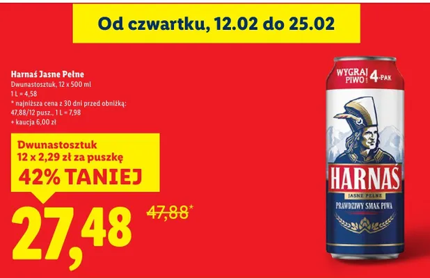 Piwo Jasne Pełne dwunastosztuk promocja w Lidl