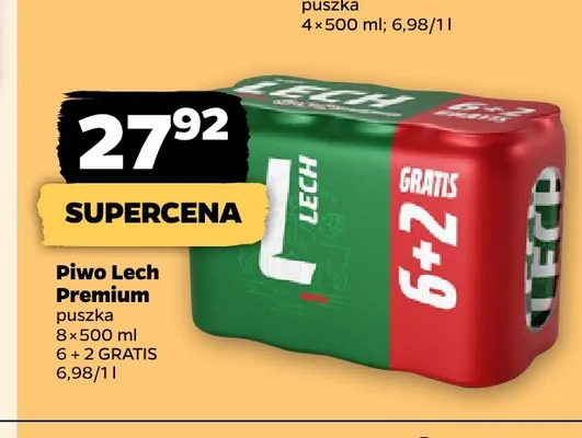 Piwo Lech Premium 8-pak promocja w Netto