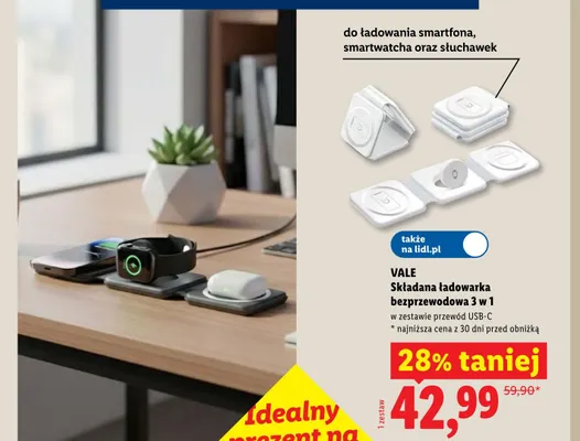Składana ładowarka bezprzewodowa 3 w 1 VALE promocja w Lidl