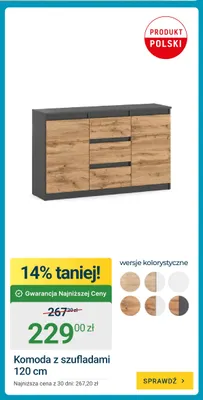 Komoda z szufladami 120 cm promocja w ERLI