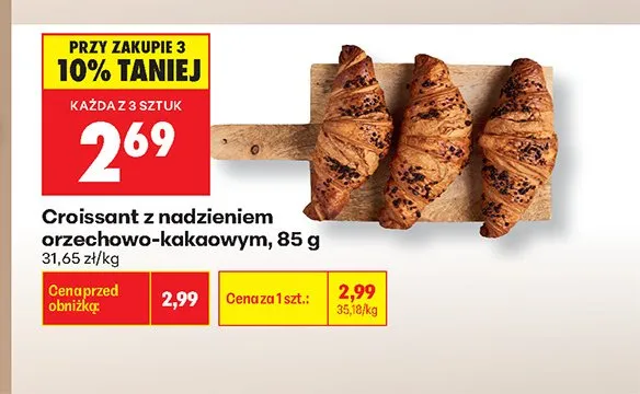 Croissant z nadzieniem orzechowo-kakaowym promocja w Biedronka