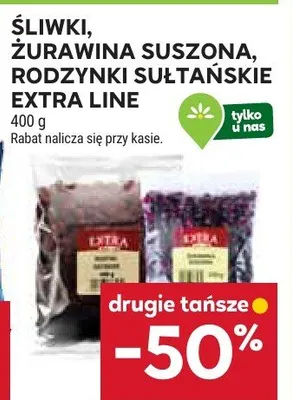 Śliwki, żurawina suszona, rodzynki sułtańskie Extra Line promocja w Stokrotka