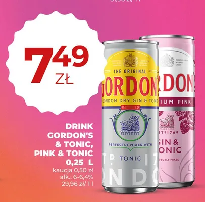 Drink Gordon's Premium Pink Gin & Tonic promocja w Duży Ben