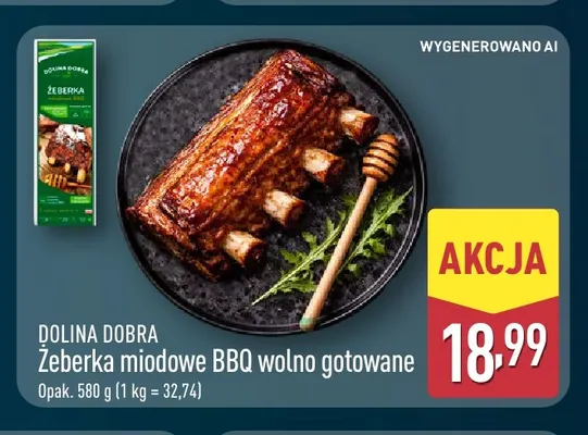 Żeberka miodowe BBQ wolno gotowane Dolina Dobra promocja w Aldi