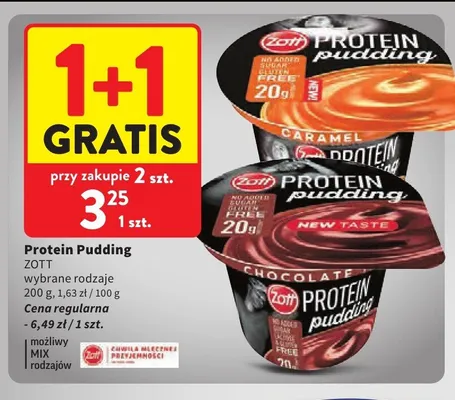Protein Pudding Zott o smaku czekoladowym promocja w Intermarche