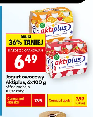 Jogurt owocowy Aktiplus 6-pak promocja w Biedronka