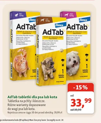 Tabletki na pchły i kleszcze dla psa lub kota AdTab promocja w MAXI ZOO