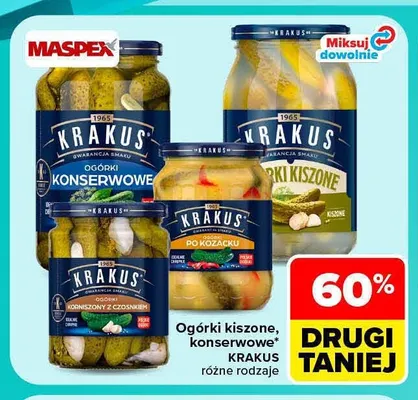 Ogórki kiszone konserwowe Krakus promocja w Carrefour