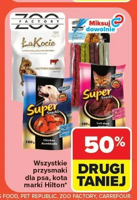 Przysmaki dla psa, kota marki Hilton promocja w Carrefour