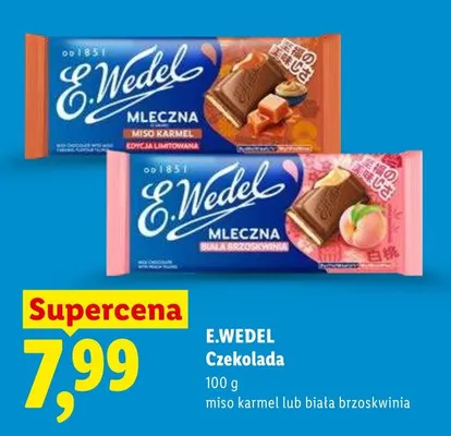 Czekolada mleczna biała brzoskwinia E.Wedel promocja w Lidl