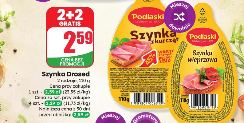 Szynka wieprzowa Podlaski promocja w Dino