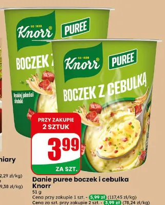 Danie puree boczek i cebulka Knorr promocja w Dino