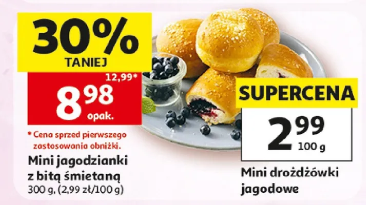 Mini drożdżówki jagodowe promocja w Auchan