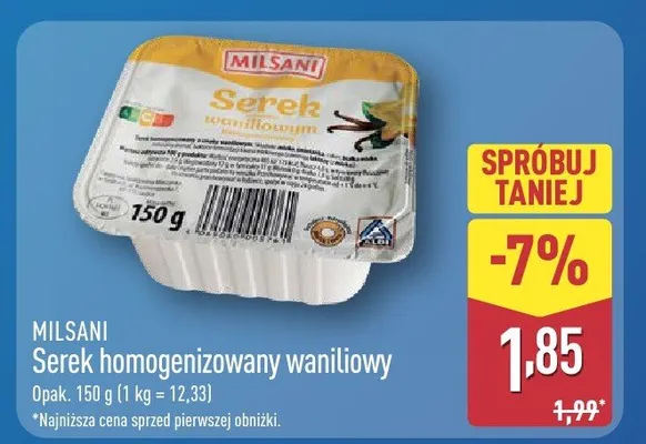 Serek homogenizowany waniliowy  promocja w Aldi