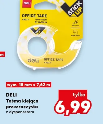 Taśma klejąca przezroczysta z dyspenserem Deli promocja w Kaufland