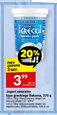 Jogurt naturalny typu greckiego Bakoma promocja w Twój Market