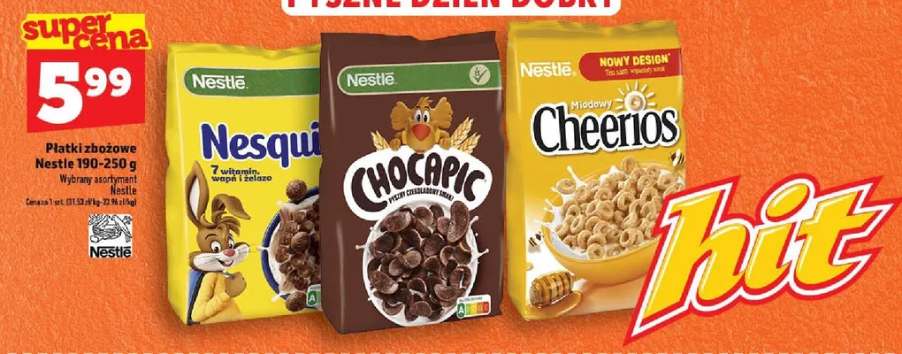 Płatki zbożowe Nestle Nesquik promocja w TOPAZ