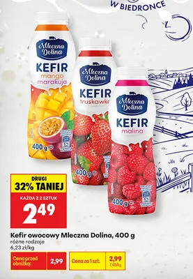 Kefir owocowy mango marakuja Mleczna Dolina promocja w Biedronka
