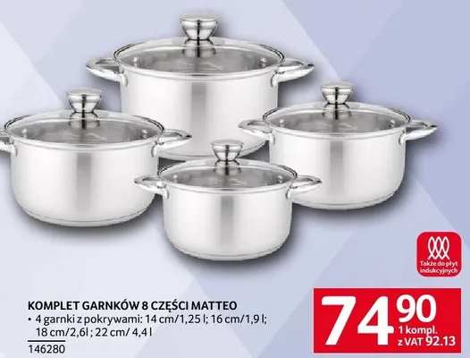 Komplet garnków 8 części Matteo promocja w Selgros