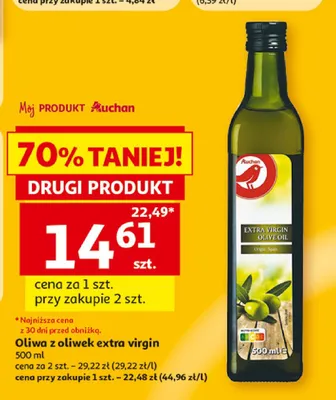 Oliwa z oliwek extra virgin Auchan promocja w Auchan