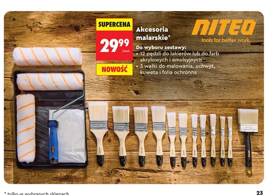 Akcesoria malarskie NITEO promocja w Biedronka