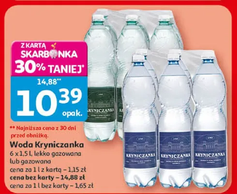 Woda Kryniczanka 6 x 1.5 l lekko gazowana lub gazowana promocja w Auchan