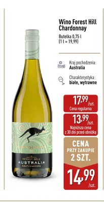 Wino białe Forest Hill Chardonnay promocja w Aldi
