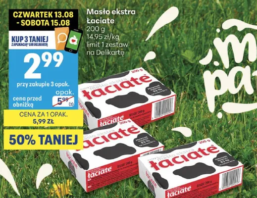 Masło ekstra Łaciate promocja w Delikatesy Centrum