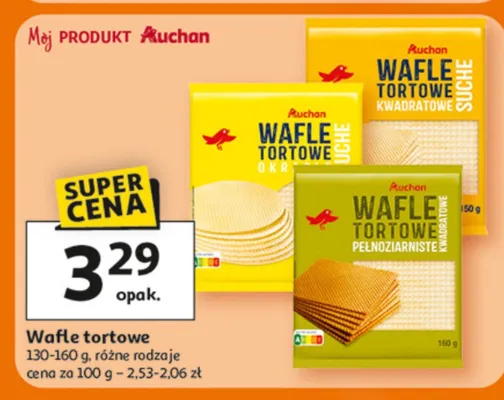 Wafle tortowe, różne rodzaje Auchan promocja w Auchan