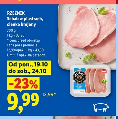 Schab w plastrach cienko krojony Rzeźnik promocja w Lidl