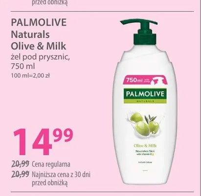 Żel pod prysznic Palmolive Naturals Olive & Milk promocja w Hebe