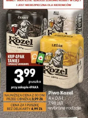 Piwo Kozel Ležák 4-pak promocja w Delikatesy Centrum