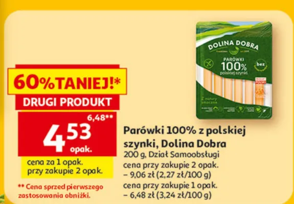 Parówki 100% z polskiej szynki promocja w Auchan