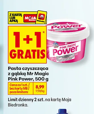 Pasta czyszcząca z gąbką Mr Magic Pink Power promocja w Biedronka