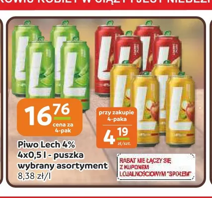 Piwo Lech 4% 4-pak promocja w Społem Częstochowa