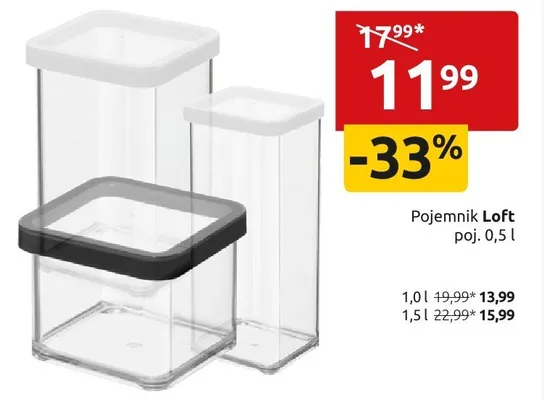 Pojemnik Loft poj. 0,5l promocja w Black Red White