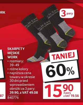 Skarpety męskie work Uncle Sam 3-pak promocja w Selgros
