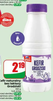 Kefir naturalny bez laktozy Grodziski promocja w Dino
