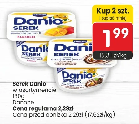 Serek homogenizowany Danio o smaku czekoladowo-orzechowym promocja w Market Point