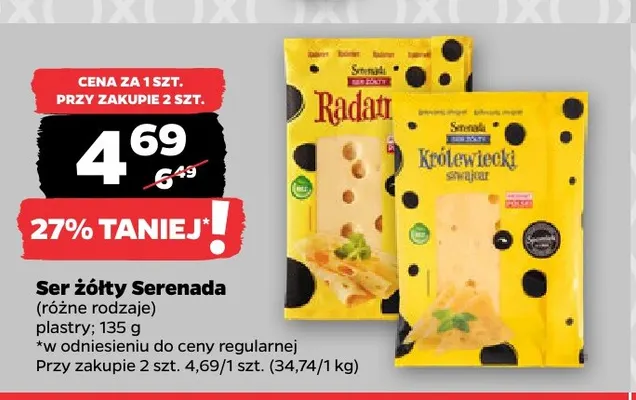 Ser żółty w plastrach Królewski szwajcar Serenada promocja w Netto