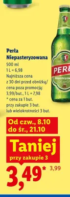 Piwo Perła Niepasteryzowana promocja w Lidl