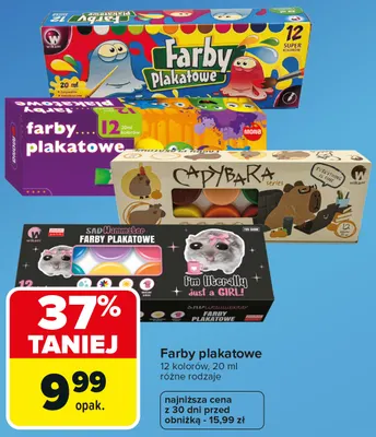 Farby plakatowe 12 kolorów Sad Hamster Wikam promocja w Carrefour